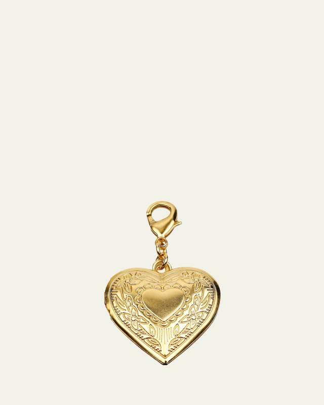 Heart Locket Charm w/ Floral Detail